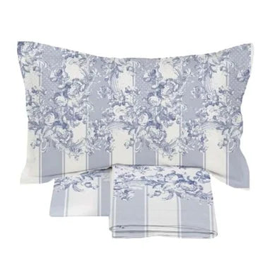 Blanc MariClò Completo Letto Elisa Collection in Cotone Blu 245x300 cm.