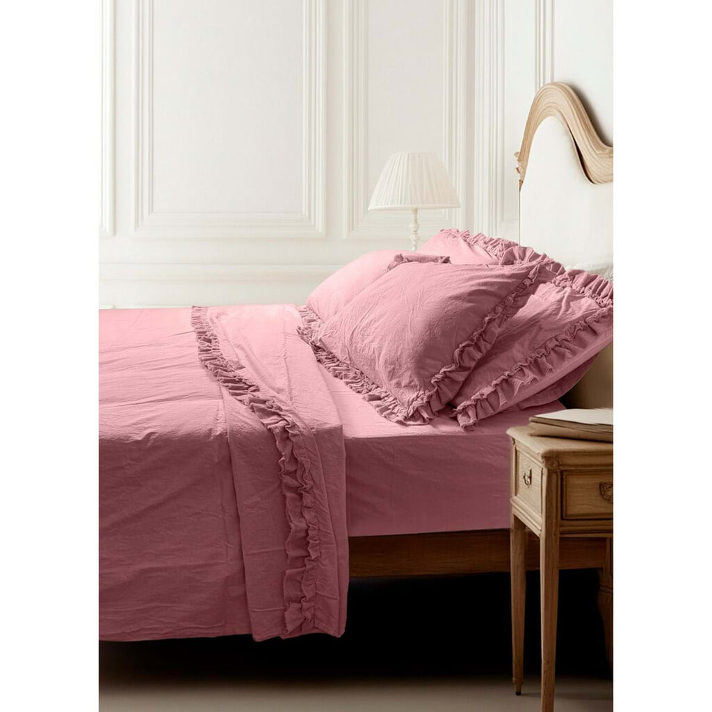Blanc MariClò Completo Lenzuola Matrimoniale con Gala Vivienne Collection in 100% Cotone Rosa Antico 260x290 cm.