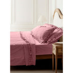 Blanc MariClò Completo Lenzuola Matrimoniale con Gala Vivienne Collection in 100% Cotone Rosa Antico 260x290 cm.