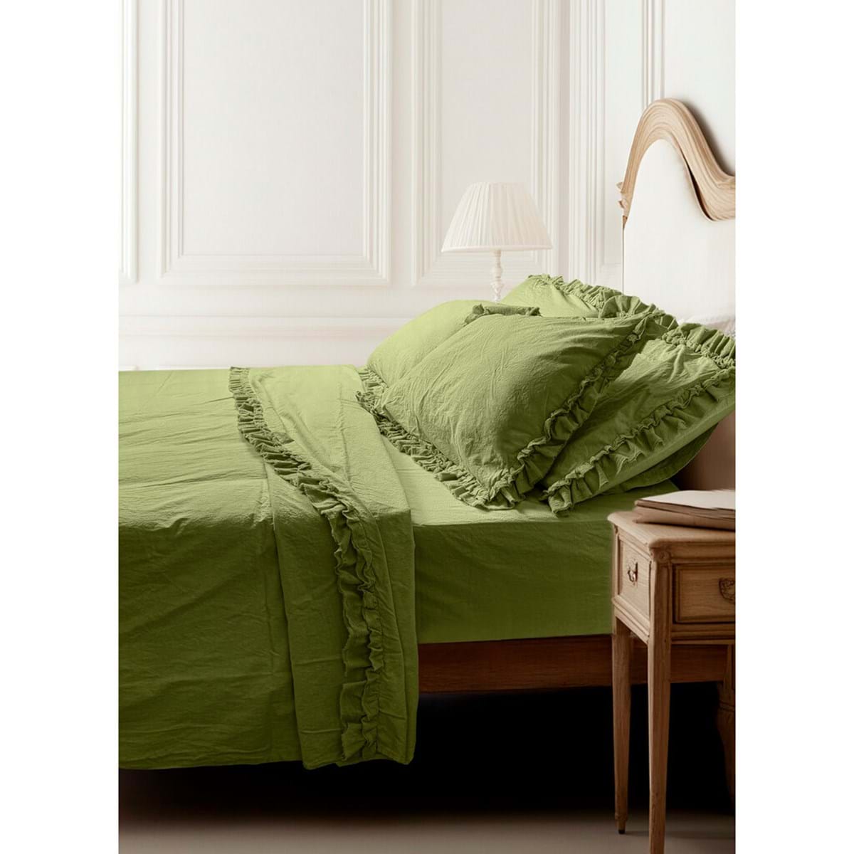 Blanc MariClò Completo Lenzuola Matrimoniale con Gala Vivienne Collection in 100% Cotone Verde 260x290 cm.