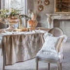 Blanc MariClò Tovaglia Dentelle Collection in Lino e Cotone Beige 160x280 cm.