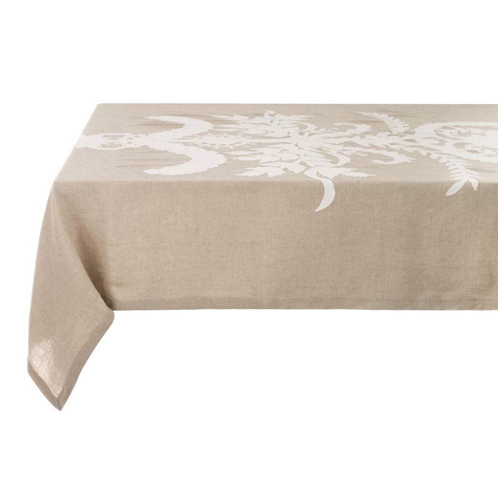 Blanc MariClò Tovaglia Dentelle Collection in Lino e Cotone Beige 160x280 cm.