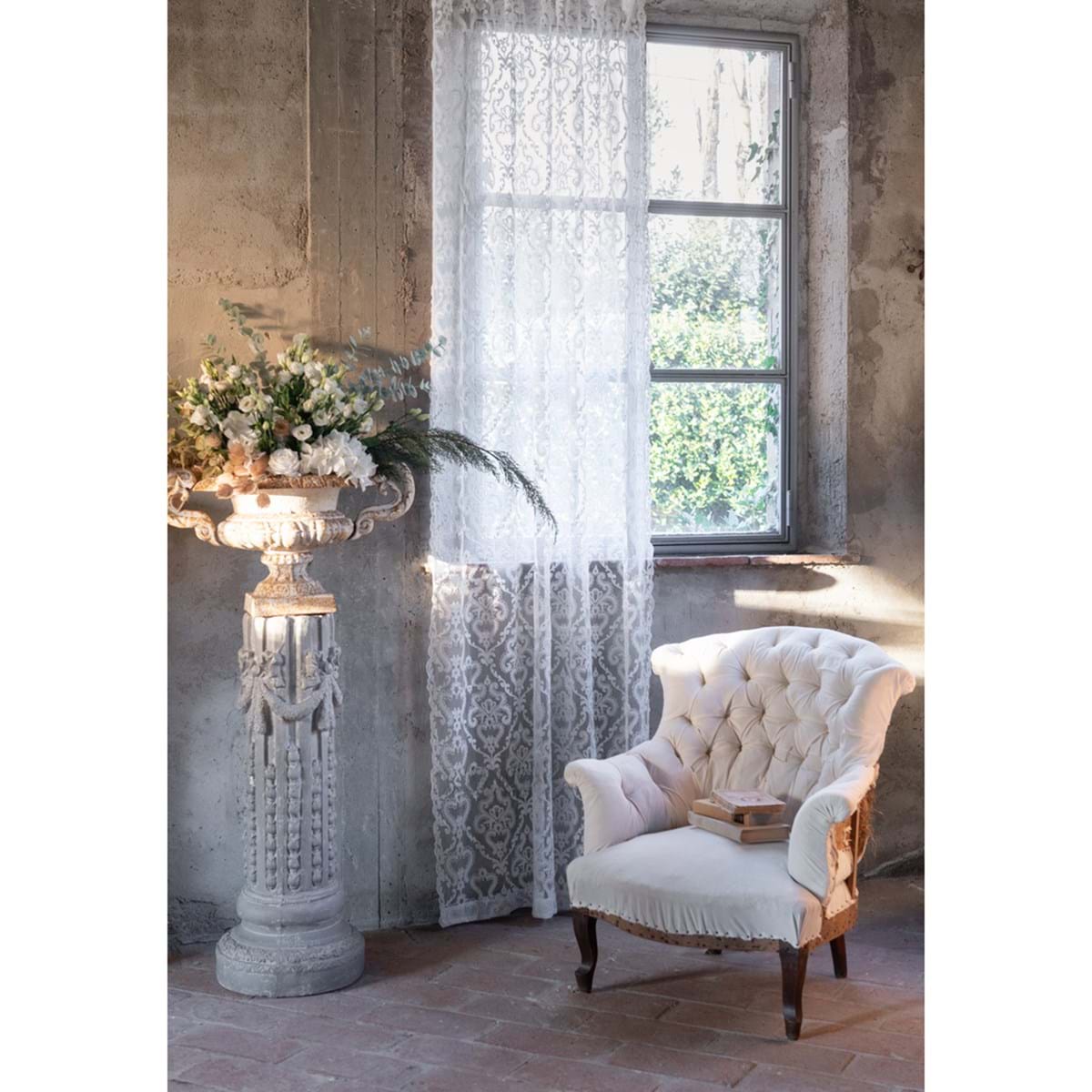 Tenda Dentelle Collection Blanc Mariclò 140x290 cm. Bianco