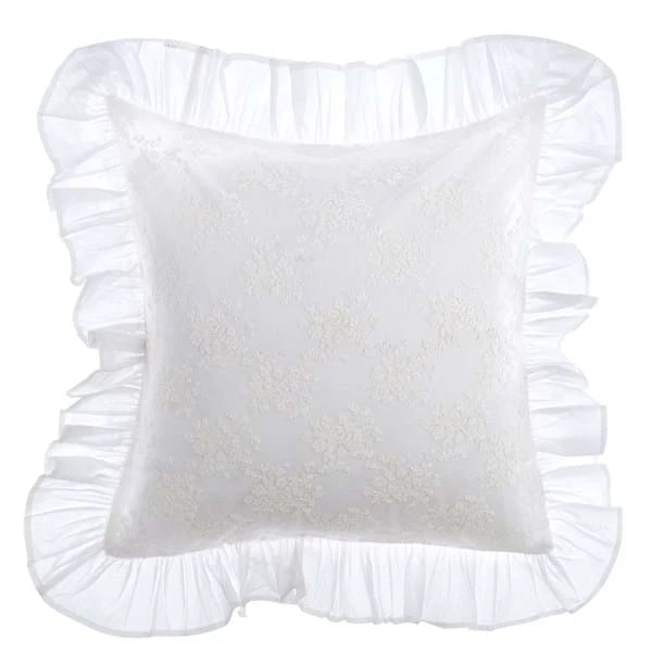 Blanc MariClò Cuscino Arredo con Ricamo Dentelle Collection in Poliestere Bianco 45x45 cm.