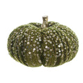 Blanc MariClò Zucca Decorativa Zucche di Sogno in Ciniglia Verde con Paillettes H. 14 cm. D. 18 cm.