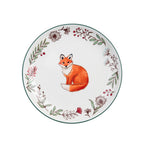 Blanc MariClò Set 2 Piatti Dessert Viridarium Collection in Ceramica Volpe e Scoiattolo D. 21 cm.