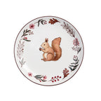 Blanc MariClò Set 2 Piatti Dessert Viridarium Collection in Ceramica Volpe e Scoiattolo D. 21 cm.