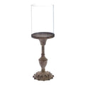 Portacandele in Metallo con Cilindro Frangivento in Vetro Memoriae Collection 35 cm.