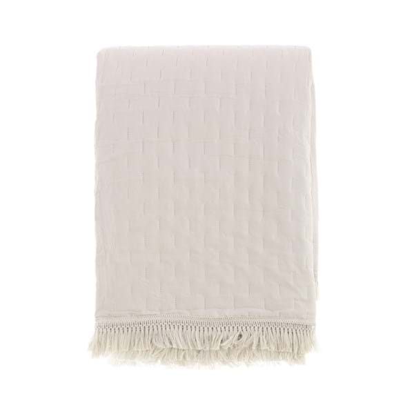 Trapunta Matrimoniale con Frange Petali Uniti Collection 260x260 cm. Beige