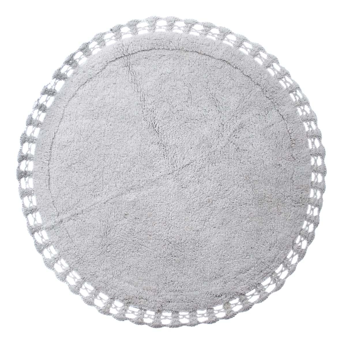 Tappeto con Crochet Bagno Chiaro Collection 80x80 cm. Grigio Chiaro