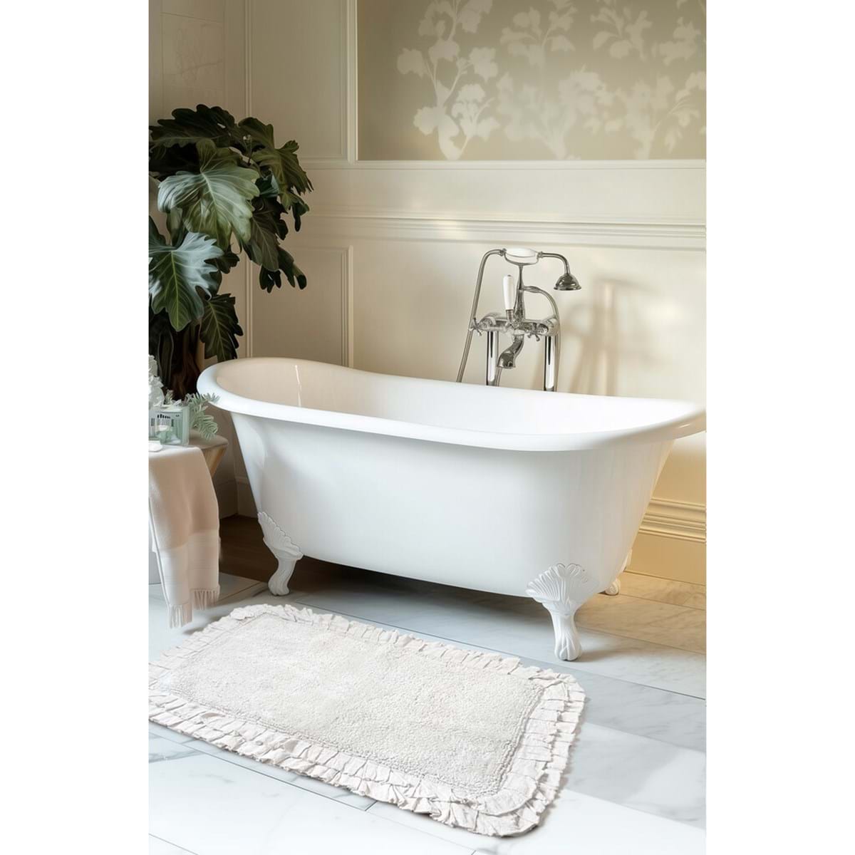 Tappeto con Doppia Gala Bagno Chiaro Collection 50x130 cm. Panna