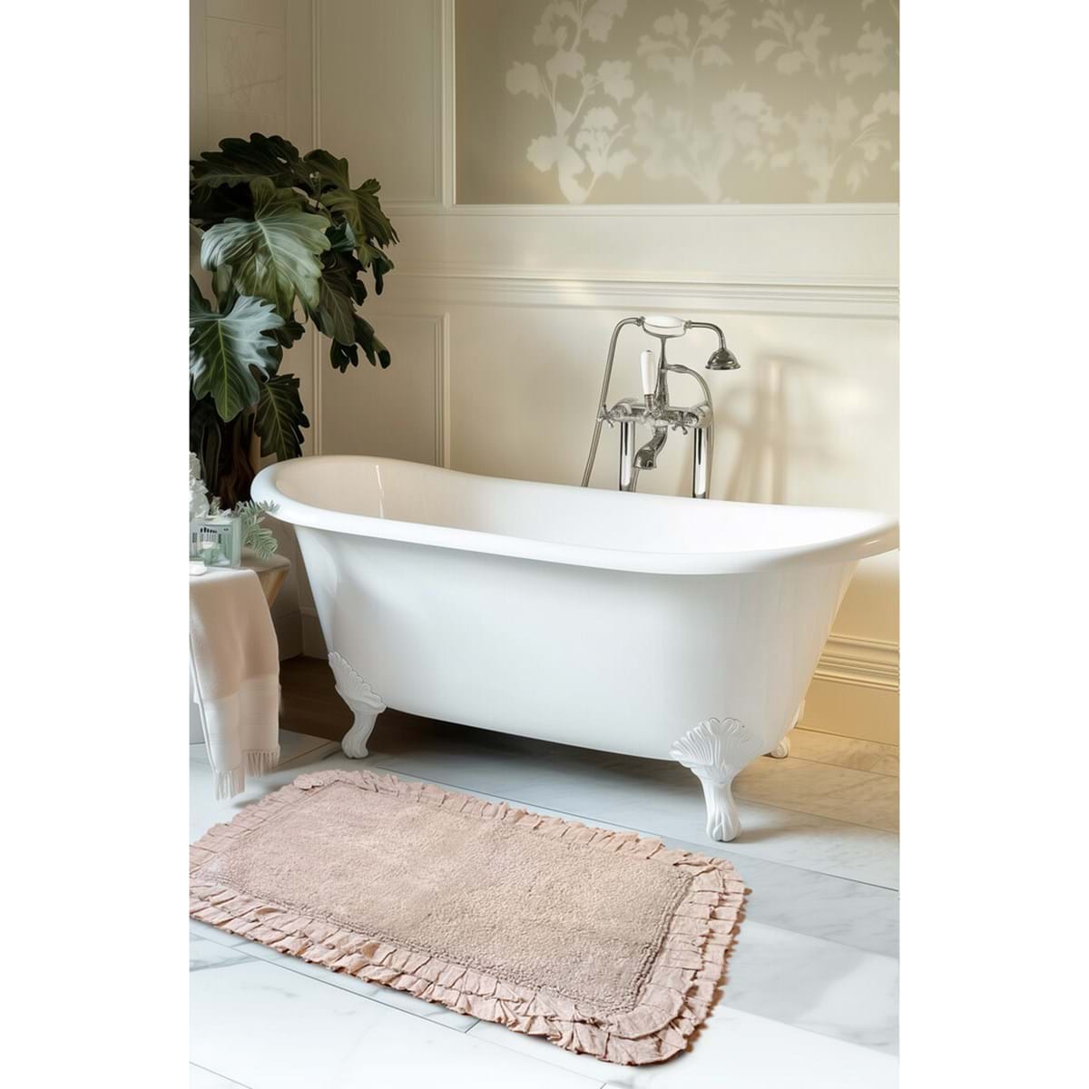 Tappeto con Doppia Gala Bagno Chiaro Collection 50x130 cm. Tortora