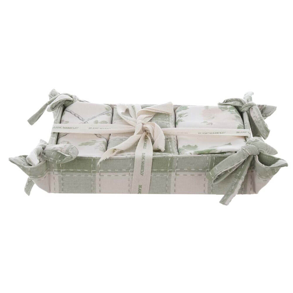 Blanc MariClò Cestino Rami d'Amore Collection in Cotone con 3 Canovacci 50x70 cm.
