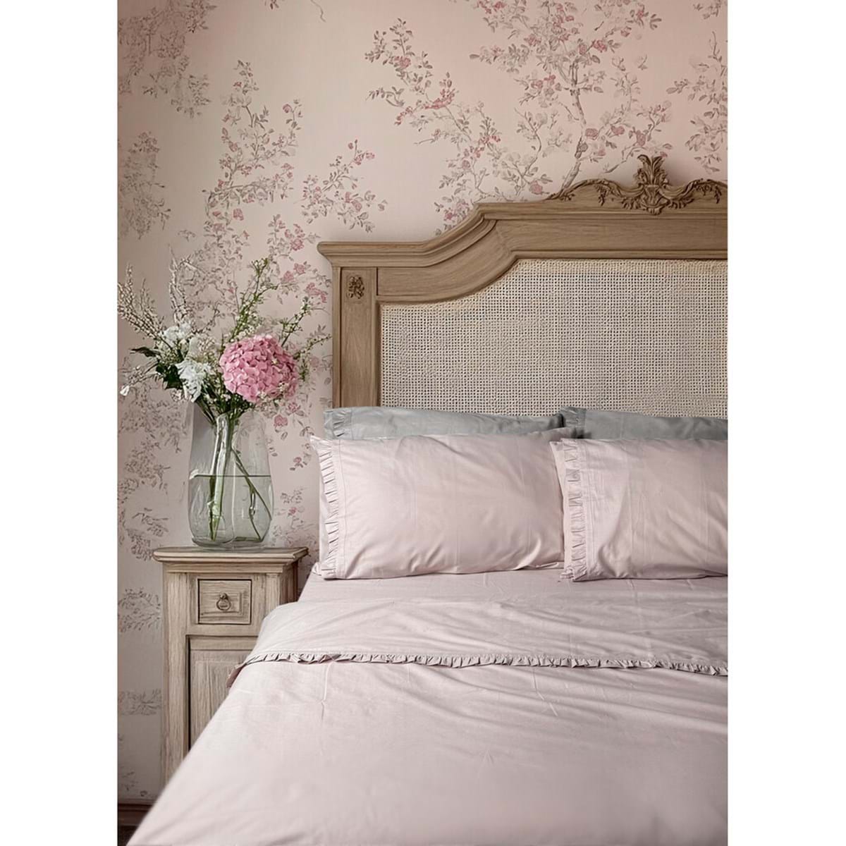 Blanc MariClò Completo Lenzuola 1 Piazza e Mezza con Gala Sogno Collection in 100% Cotone Rosa Cipria 200x290 cm.