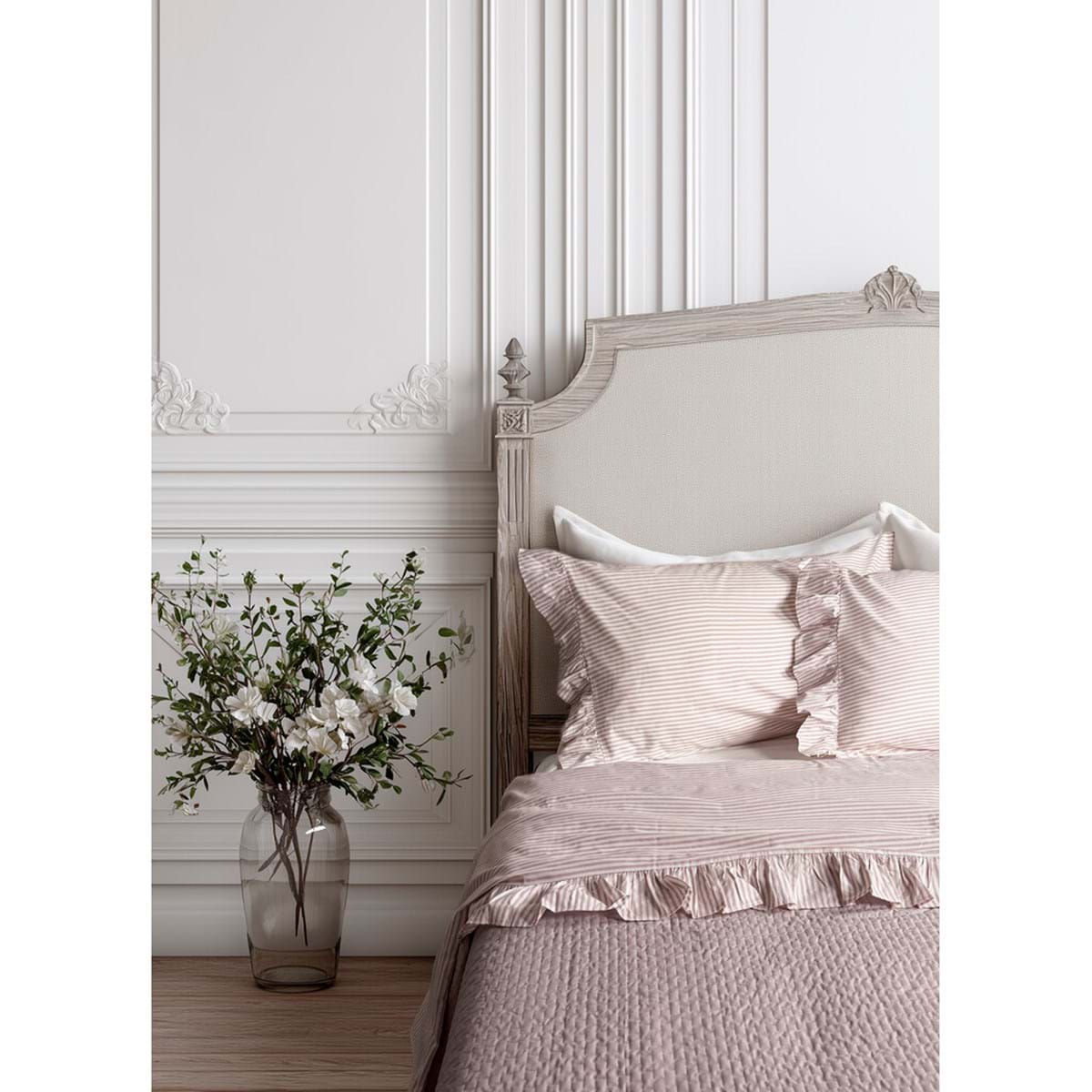 Blanc MariClò Completo Lenzuola Matrimoniale con Gala Sogno Collection in 100% Cotone Rosa Cipria 250x290 cm.