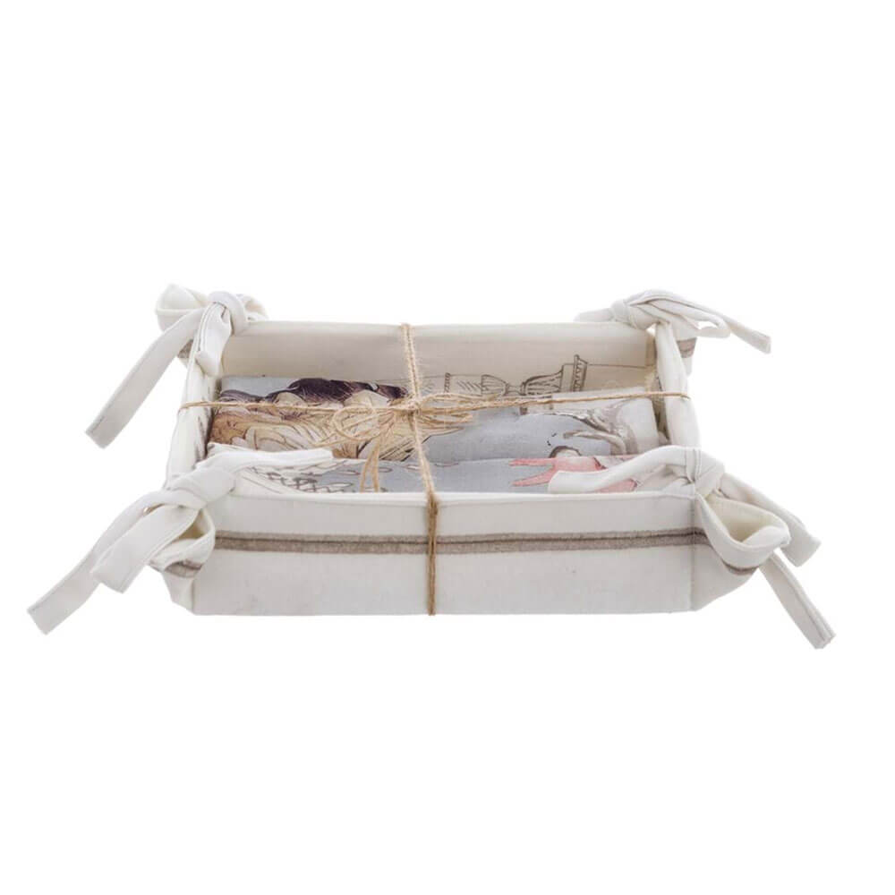 Blanc MariClò Cestino Coco' Collection in Cotone con 2 Canovacci 50x70 cm.
