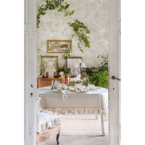 Blanc MariClò Copricuscino Sedia Toile de Jouy in Cotone con Gala 40x40+12 cm.
