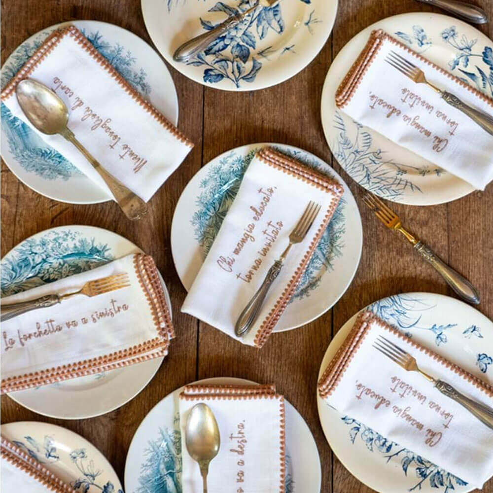 Set 4 Tovaglioli Ricamati Blanc Mariclò 40x40 cm.