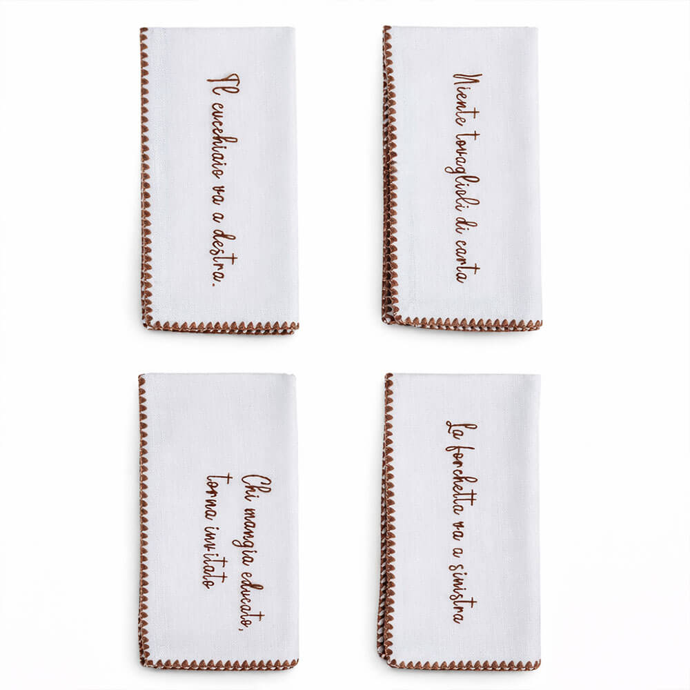 Set 4 Tovaglioli Ricamati Blanc Mariclò 40x40 cm.