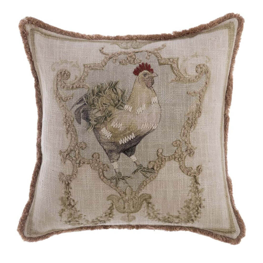 Blanc MariClò Cuscino Ricamato Gallo Coco' Collection in Cotone 40x40 cm.