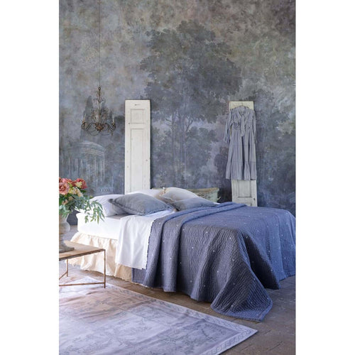 Blanc MariClò Cuscino con Frange Orangerie Collection Blu Polvere 30x50 cm.