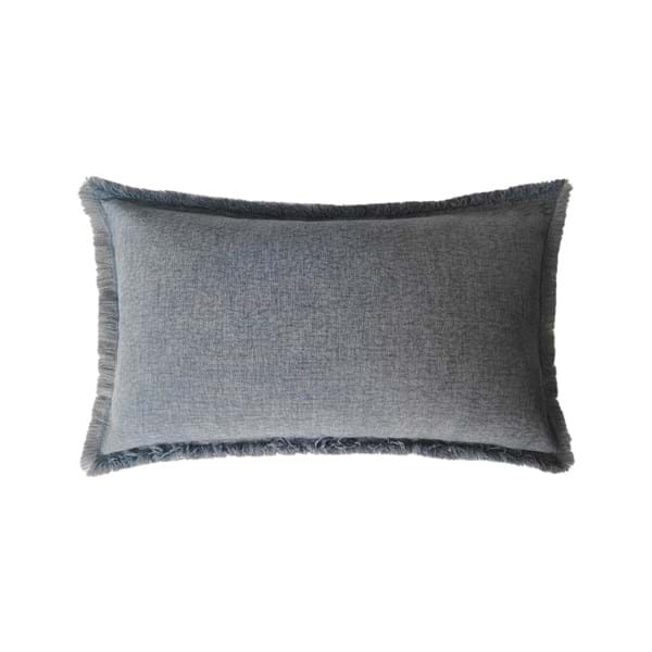 Cuscino con Frange Orangerie Collection 30x50 cm. Blu Polvere