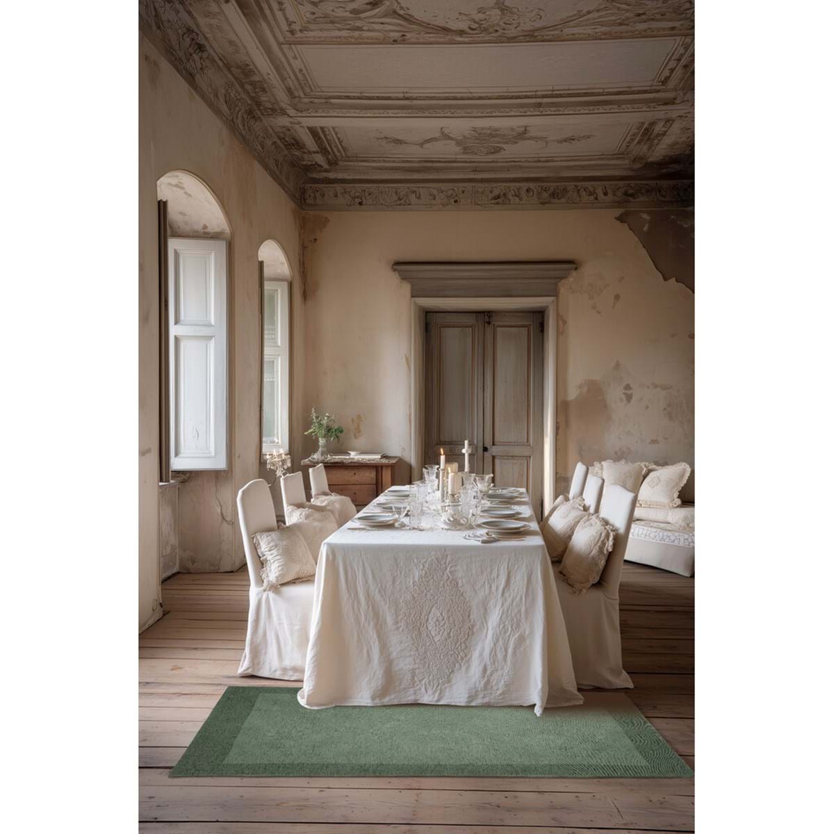 Tappeto 100% Cotone Blanc Mariclò 140x195 cm. Verde