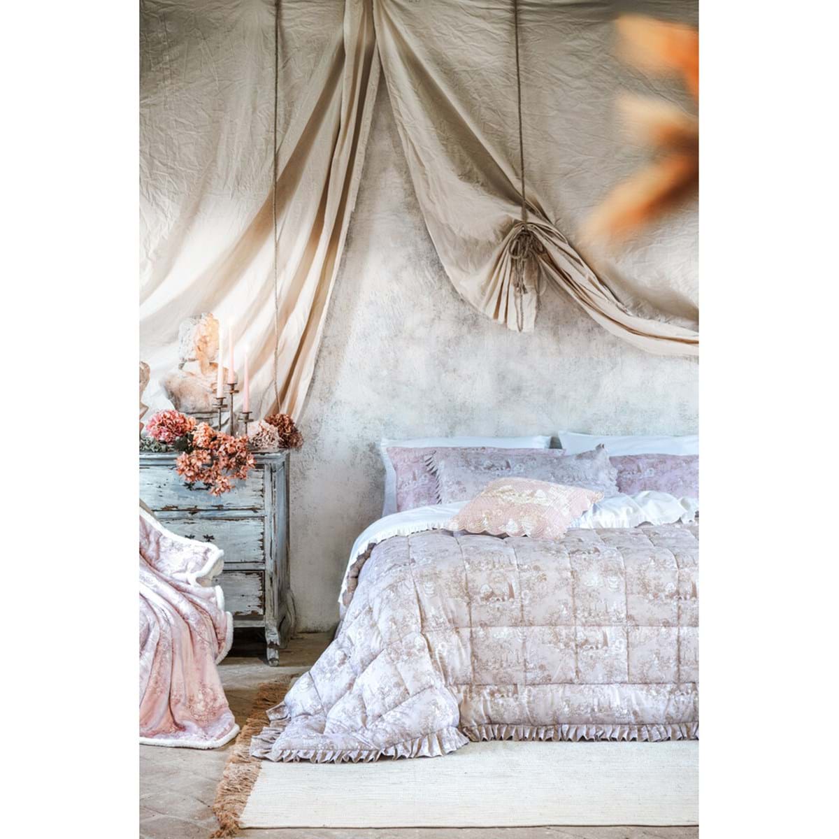 Blanc MariClò Trapunta Matrimoniale con Gala Toile du Borgo Collection in Microfibra Beige 260x260 cm.