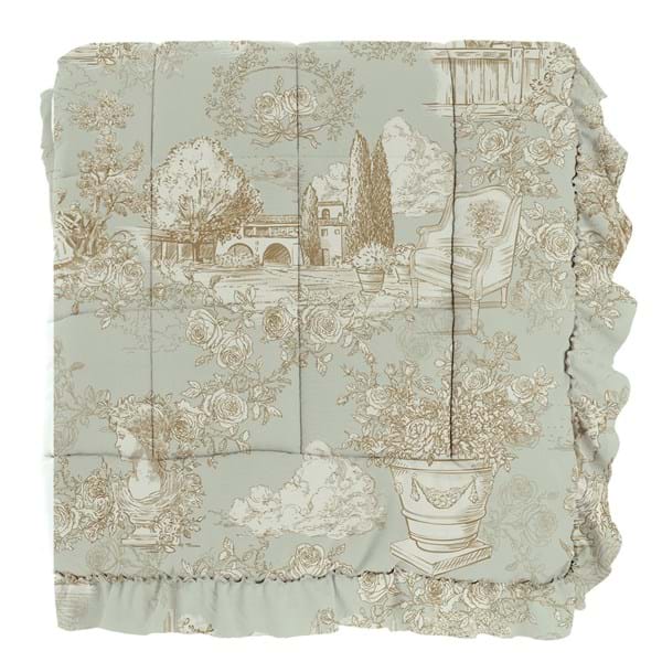 Blanc MariClò Trapunta Matrimoniale con Gala Toile du Borgo Collection in Microfibra Verde 260x260 cm.
