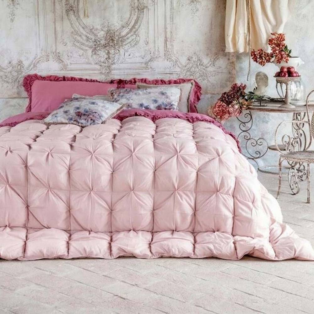 Blanc MariClò Trapunta Matrimoniale Diamante Collection in Poliestere Rosa Antico 260x260 cm.