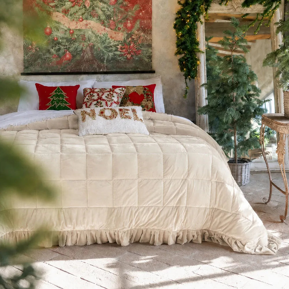 Blanc MariClò Trapunta in Velluto con Gale Diamante Velluto Collection in Microfiber Beige 260x260 cm.