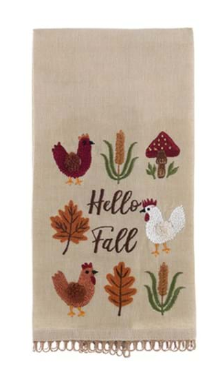 Blanc MariClò Canovaccio Ricamato Hello Fall con Applicazioni Assortito 40x70 cm.