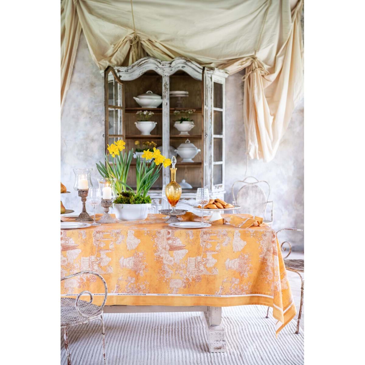 Blanc MariClò Tovaglia Toile du Borgo Collection in Cotone 176x256 cm.