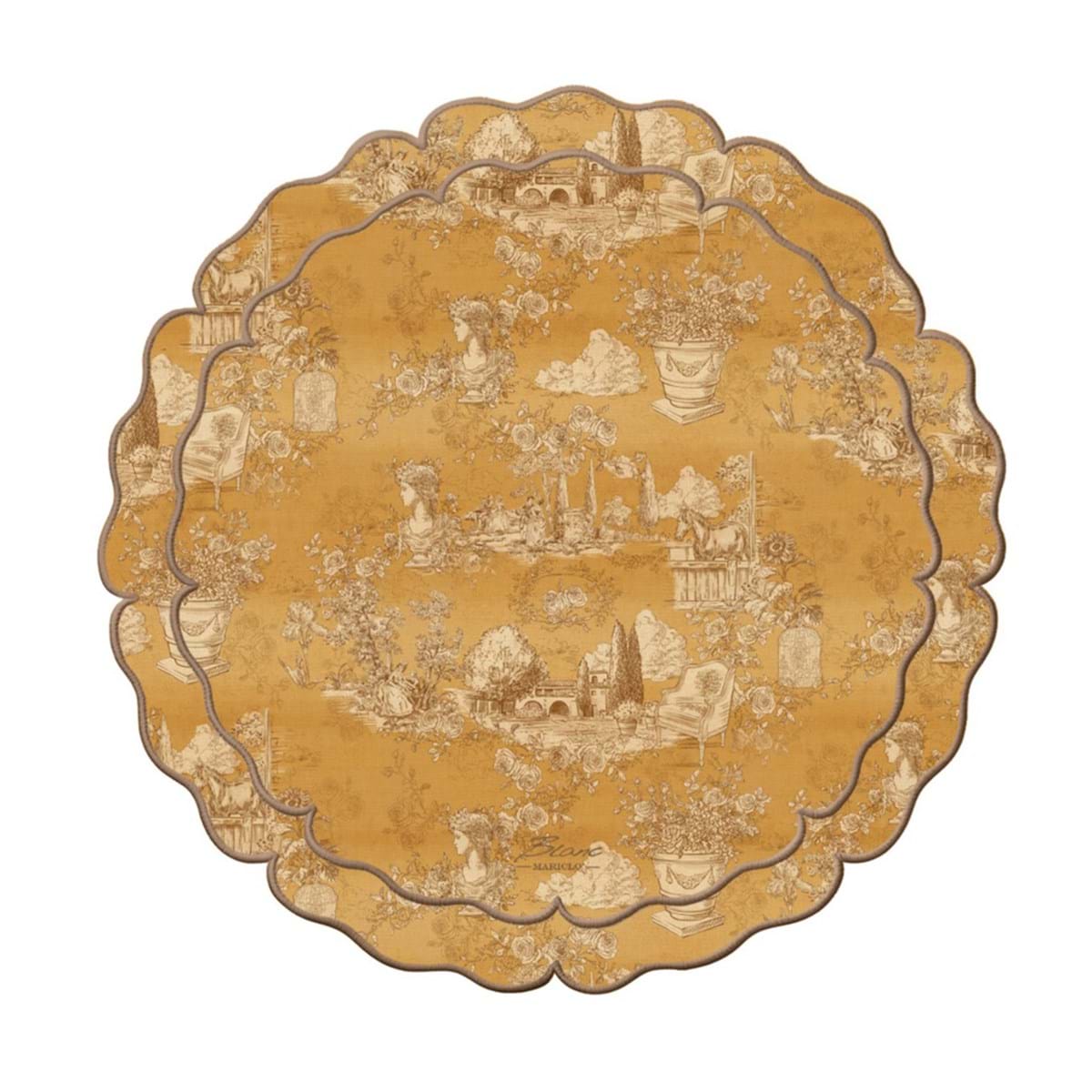 Blanc MariClò Tovaglietta Rotonda Toile du Borgo Collection Senape diam. 38 cm.