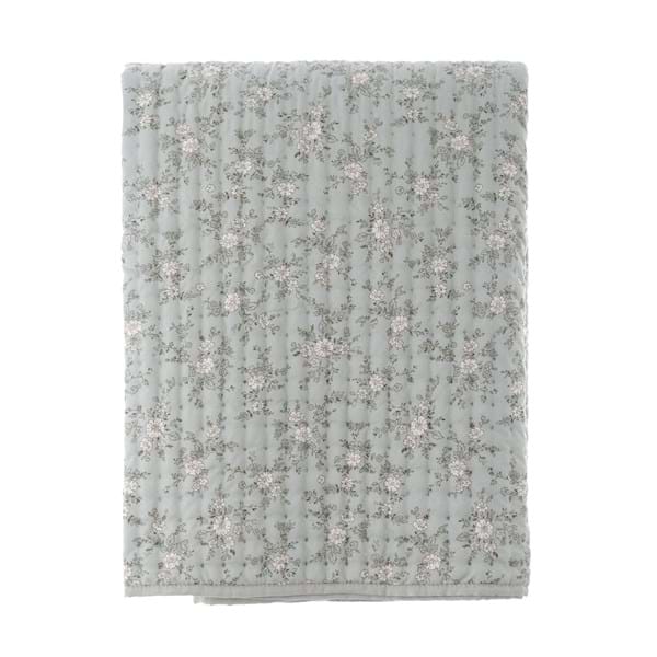 Blanc MariClò Trapunta Fantasia Hiver Fleuri Collection in 100% Poliestere Verde Acqua 260x260 cm.