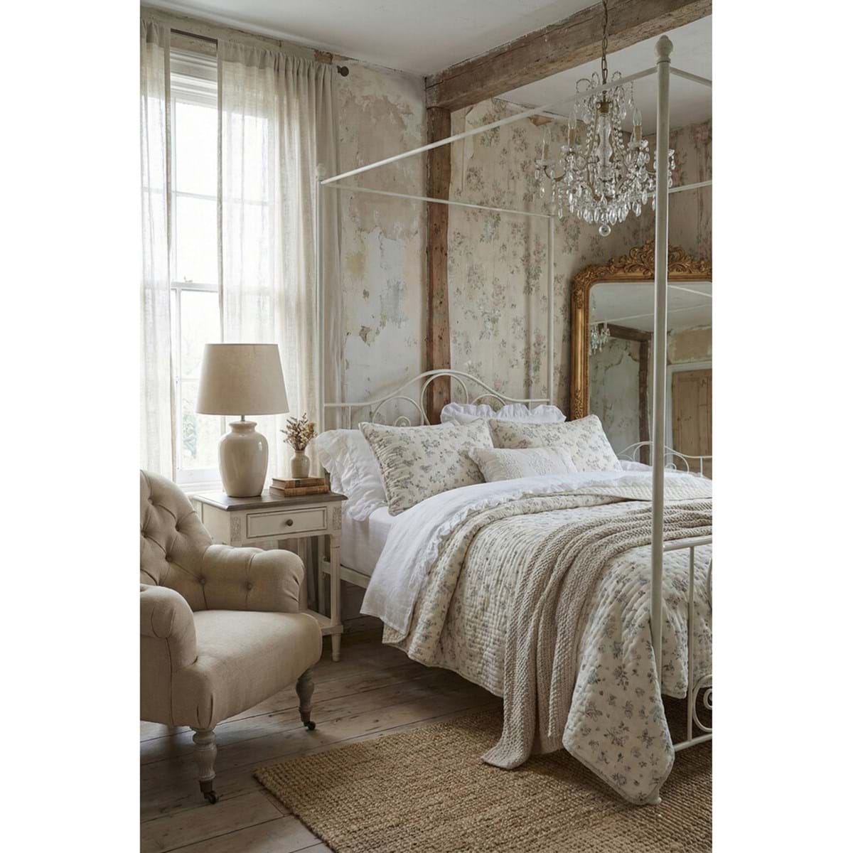 Blanc MariClò Trapunta Fantasia Hiver Fleuri Collection in 100% Poliestere Bianco Fiorato 260x260 cm.