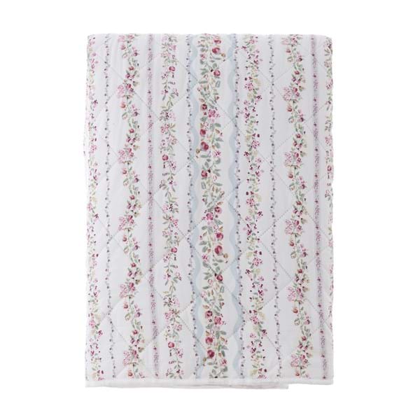 Blanc MariClò Trapunta Fantasia Hiver Fleuri Collection in 100% Poliestere Bianco Righe Floreali 260x260 cm.