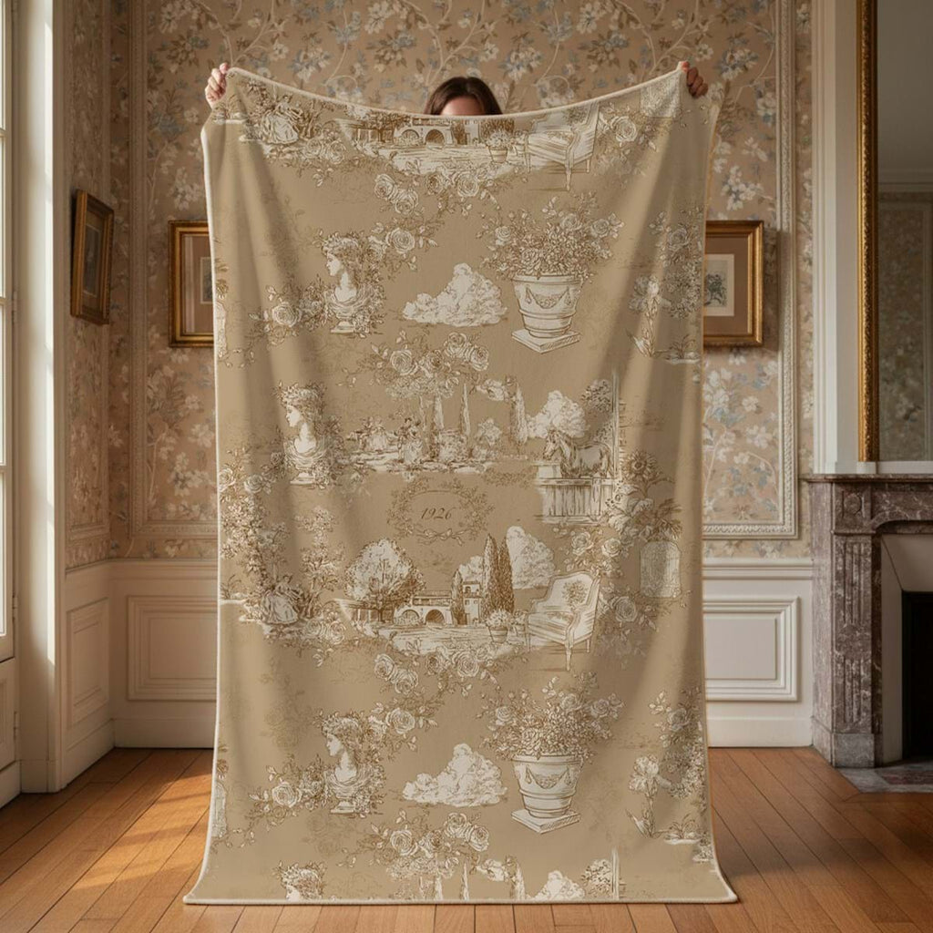 Blanc MariClò Plaid Sherpa Toile du Borgo Collection in Poliestere Beige 140x170 cm.