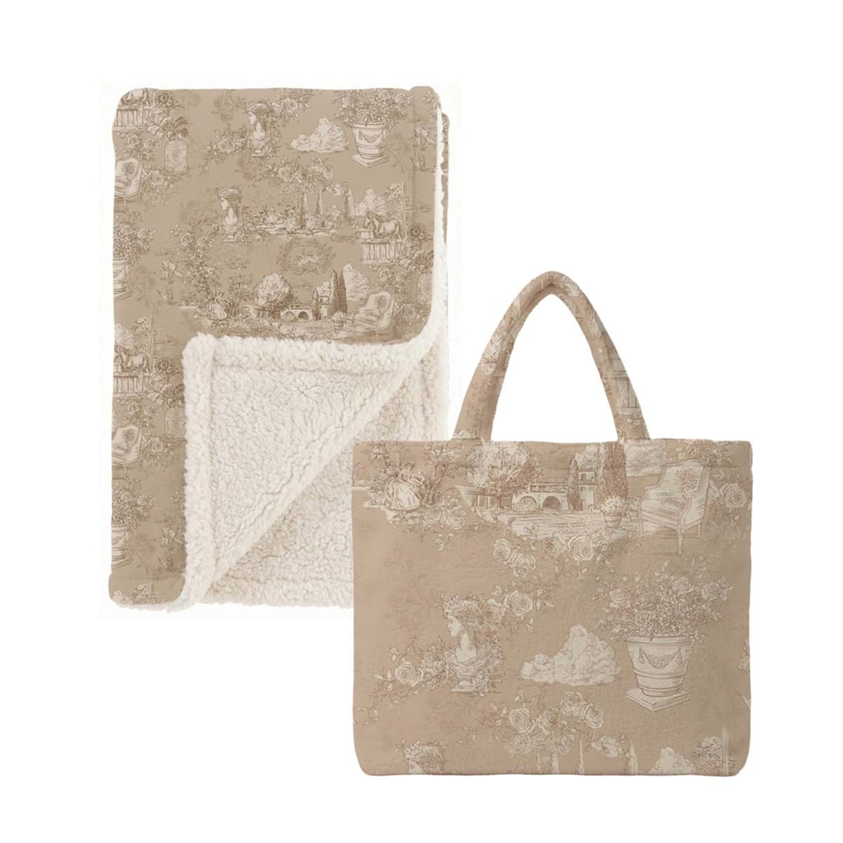 Blanc MariClò Plaid Sherpa Toile du Borgo Collection in Poliestere Beige 140x170 cm.