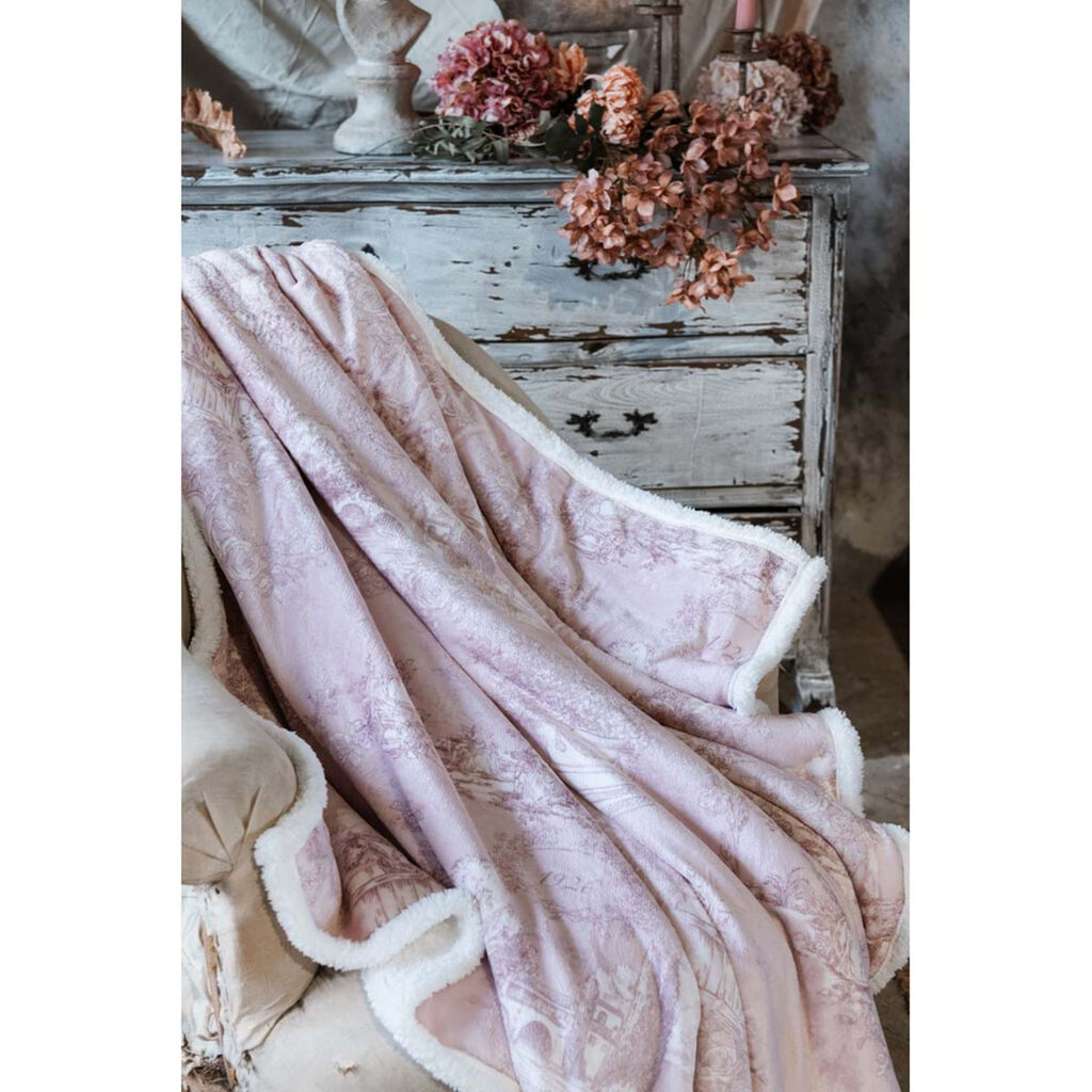Blanc MariClò Plaid Sherpa Toile du Borgo Collection in Poliestere Rosa 140x170 cm.