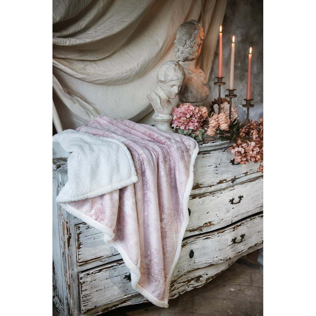 Blanc MariClò Plaid Sherpa Toile du Borgo Collection in Poliestere Rosa 140x170 cm.
