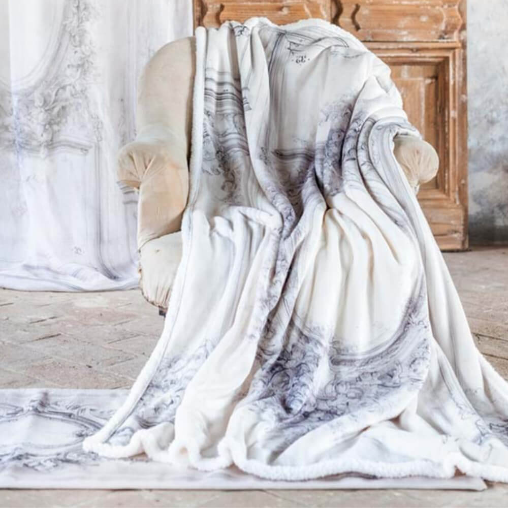 Blanc MariClò Plaid Sherpa Baroque Collection in Poliestere 140x170 cm.