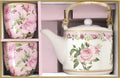 Easy Life Set da Tè Chant des Roses Collection in Porcellana Teiera 600 ml. e 2 Tazze 160 ml.
