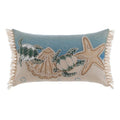 Blanc MariClò Cuscino Ricamato Vista Mare Collection in Cotone Sabbia con Frangia 35x50 cm.