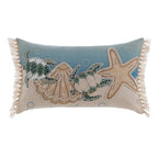 Blanc MariClò Cuscino Ricamato Vista Mare Collection in Cotone Sabbia con Frangia 35x50 cm.