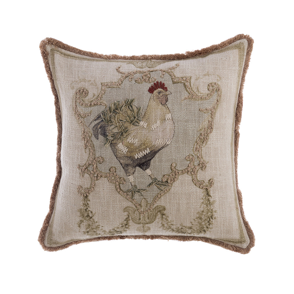 Cuscino con Ricamo e Frange Coco Colection 45x45 cm.