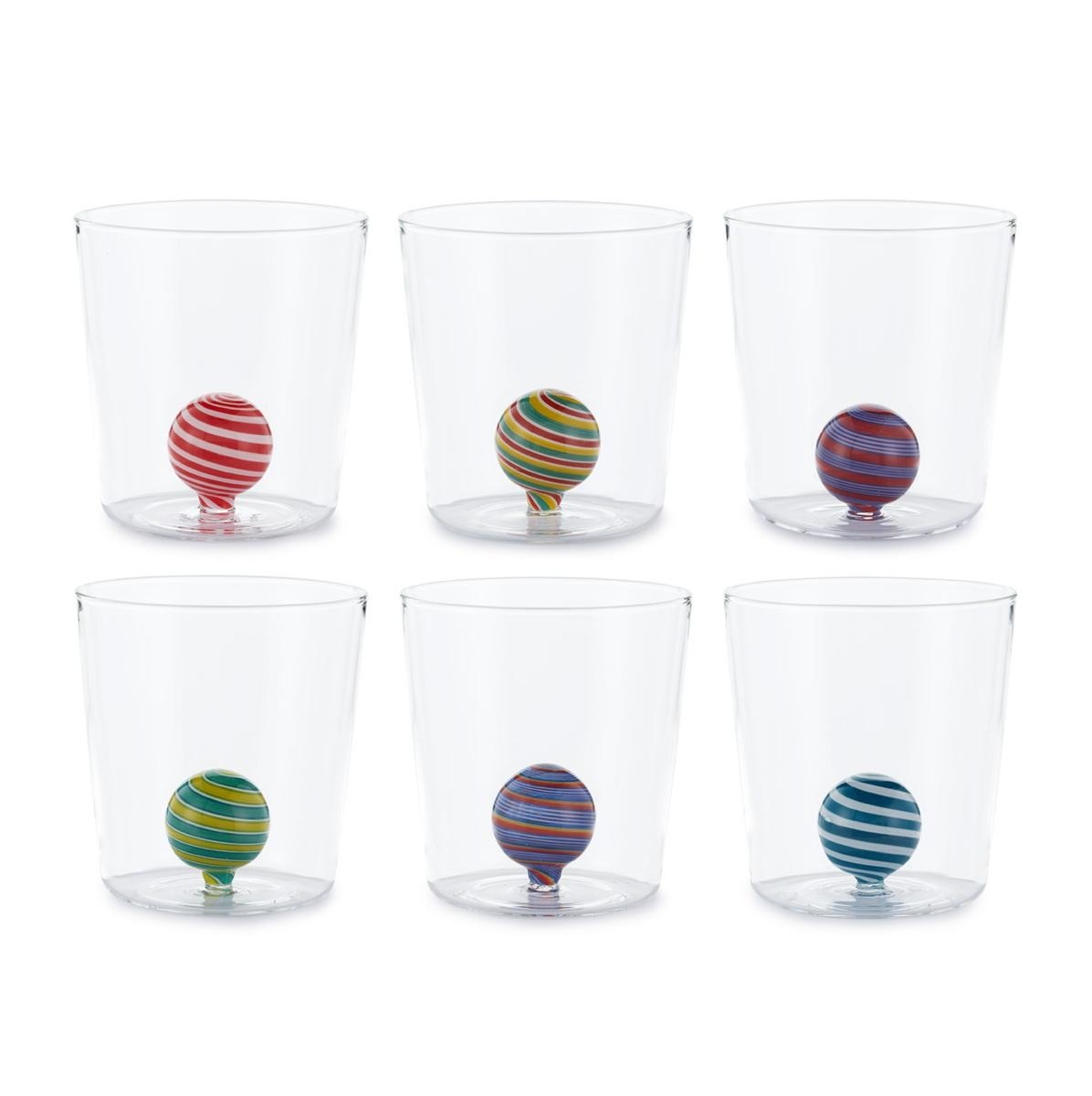 Henriette Bicchiere in Vetro Borosilicato Treasure Collection Sphere con Sfera Bianca e Rosso 300 ml.