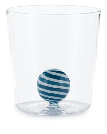 Henriette Bicchiere in Vetro Borosilicato Treasure Collection Sphere con Sfera Blu e Bianca 300 ml.