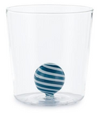 Henriette Bicchiere in Vetro Borosilicato Treasure Collection Sphere con Sfera Blu e Bianca 300 ml.