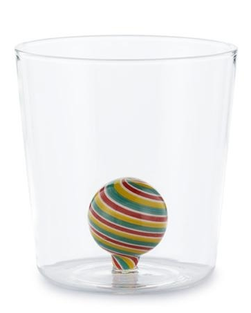 Henriette Bicchiere in Vetro Borosilicato Treasure Collection Sphere con Sfera Giallo, Verde e Rosso 300 ml.
